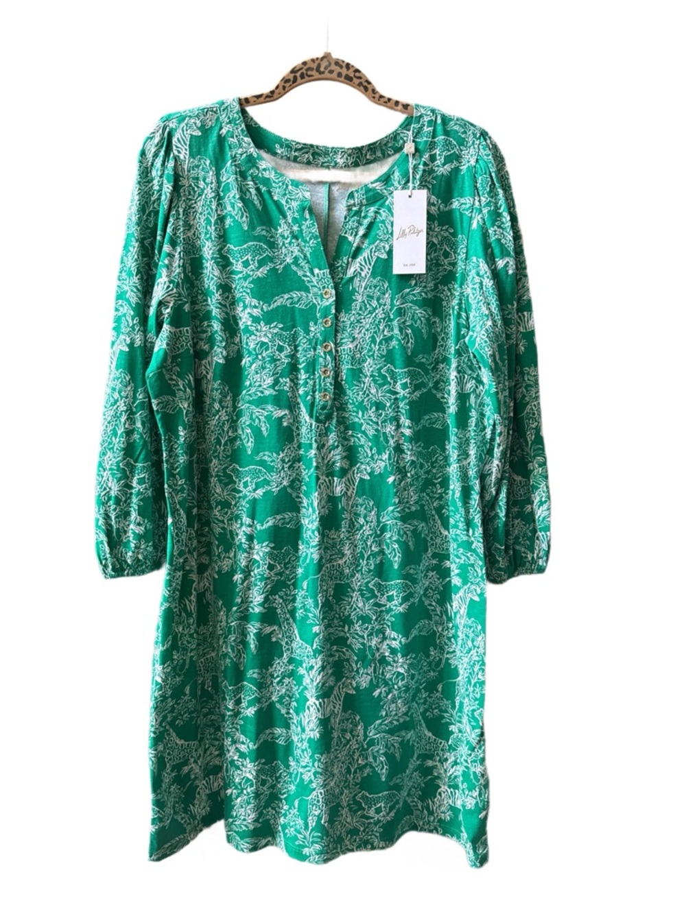 Lilly Pulitzer Emery Dress Fiddle Leaf Green Safari Party